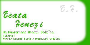 beata henczi business card